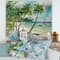 Designart - Summer Beach With Palm Trees - Nautical & Coastal Print on Natural Pine Wood